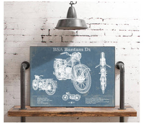 Cutler West BSA Bantam D1 Blueprint Motorcycle Patent Print