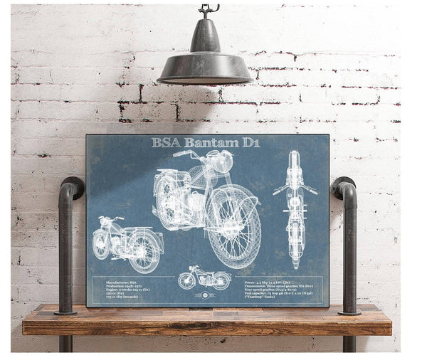 Cutler West BSA Bantam D1 Blueprint Motorcycle Patent Print
