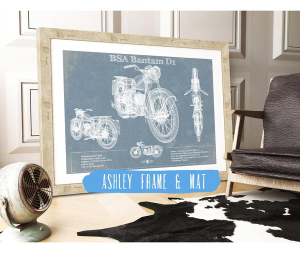 Cutler West BSA Bantam D1 Blueprint Motorcycle Patent Print