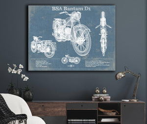 Cutler West BSA Bantam D1 Blueprint Motorcycle Patent Print