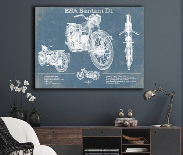 Cutler West BSA Bantam D1 Blueprint Motorcycle Patent Print