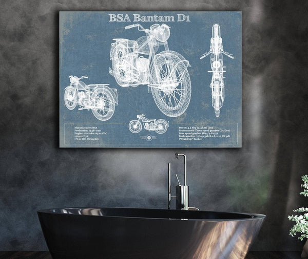 Cutler West BSA Bantam D1 Blueprint Motorcycle Patent Print