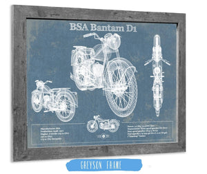 14" x 11" / Greyson Frame Cutler West BSA Bantam D1 Blueprint Motorcycle Patent Print