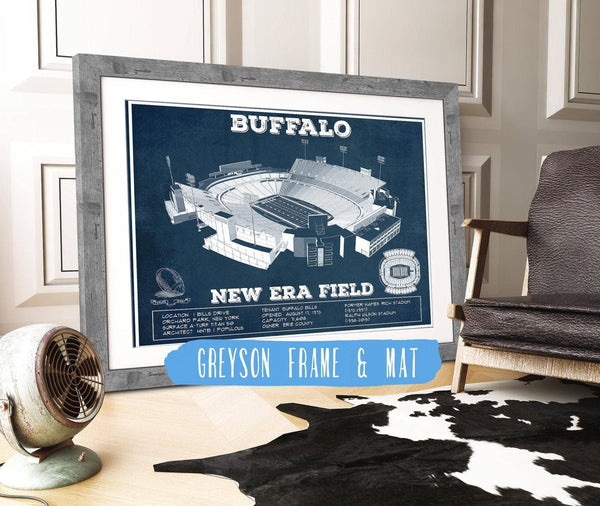 14" x 11" / Greyson Frame & Mat Cutler West Buffalo Bills - New Era Field - Vintage Football Print