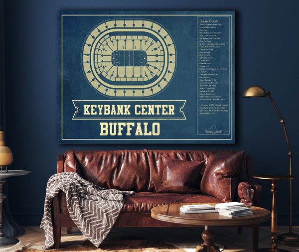 Cutler West Buffalo Sabres - KeyBank Center Vintage Hockey Blueprint NHL Print
