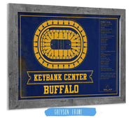 Cutler West 14" x 11" / Greyson Frame Buffalo Sabres Team Colors - KeyBank Center Vintage Hockey Blueprint NHL Print 933350186_78682