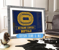 Cutler West 14" x 11" / Greyson Frame & Mat Buffalo Sabres Team Colors - KeyBank Center Vintage Hockey Blueprint NHL Print 933350186_78683