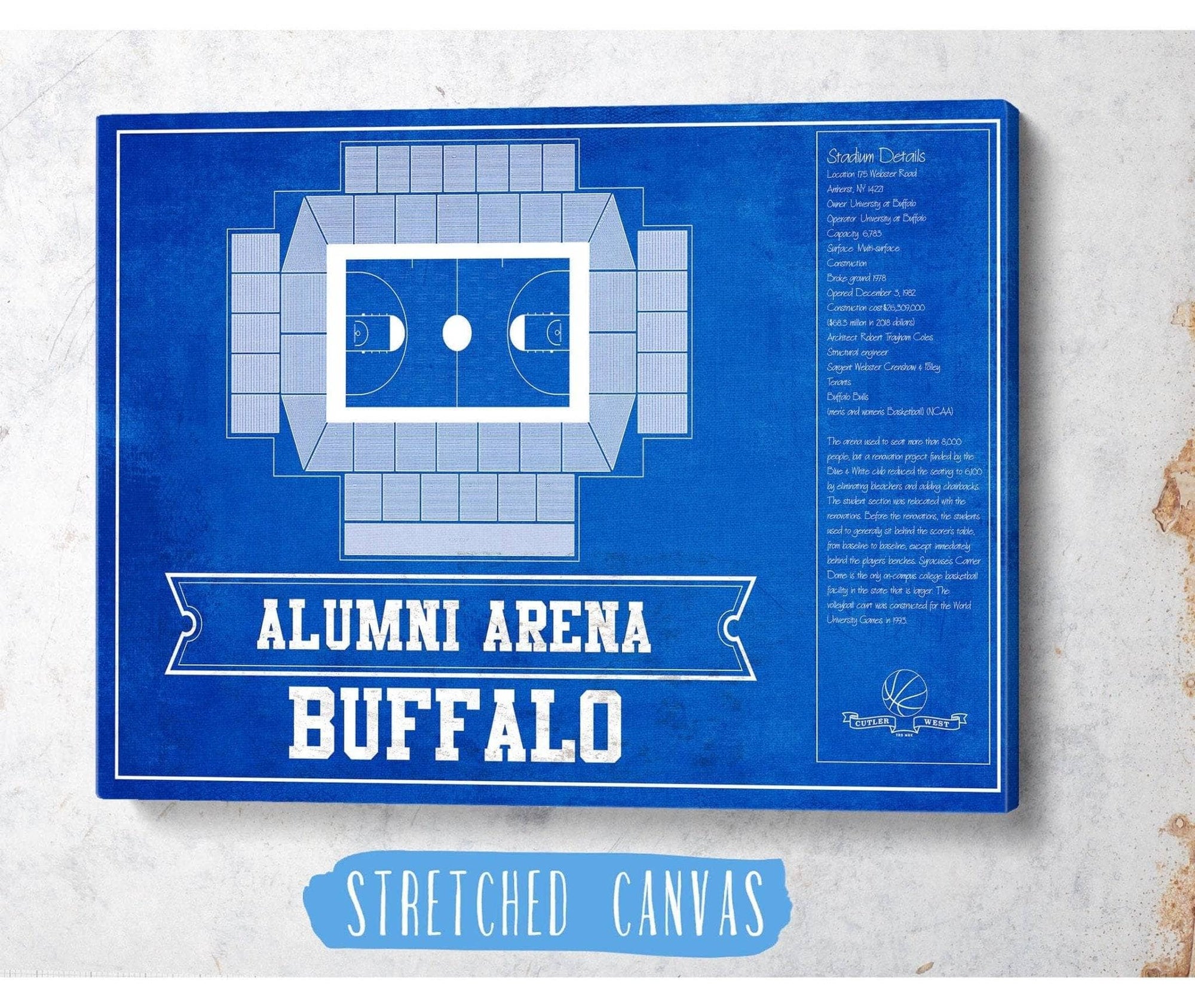 Cutler West Basketball Collection Alumni Arena Buffalo Bulls Team Colors NCAA Vintage Basketball Print