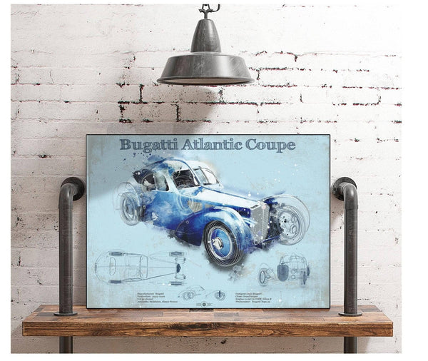 Cutler West Bugatti Atlantic Coupe Vintage Sports Car Print