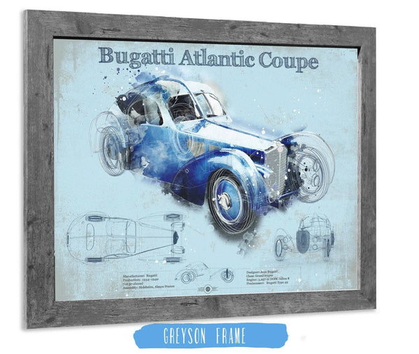 14" x 11" / Greyson Frame Cutler West Bugatti Atlantic Coupe Vintage Sports Car Print