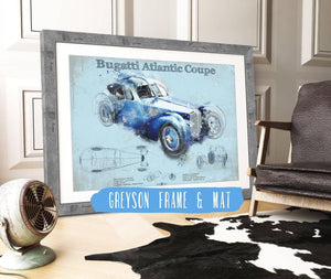 14" x 11" / Greyson Frame & Mat Cutler West Bugatti Atlantic Coupe Vintage Sports Car Print