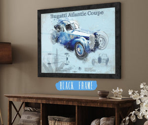 20" x 16" / Black Frame Cutler West Bugatti Atlantic Coupe Vintage Sports Car Print