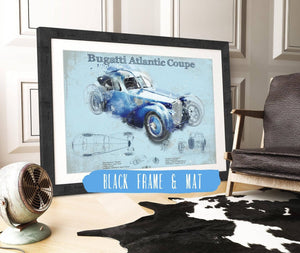20" x 16" / Black Frame & Mat Cutler West Bugatti Atlantic Coupe Vintage Sports Car Print