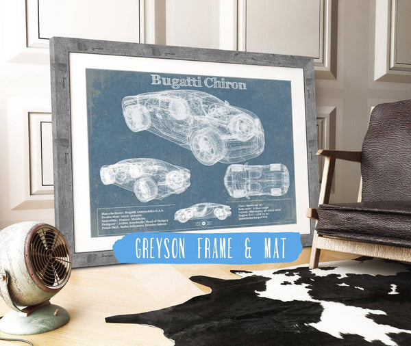 14" x 11" / Greyson Frame & Mat Cutler West Bugatti Chiron Vintage Sports Car Print