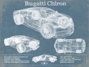 14" x 11" / Unframed Cutler West Bugatti Chiron Vintage Sports Car Print