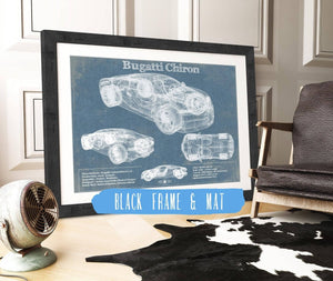 20" x 16" / Black Frame & Mat Cutler West Bugatti Chiron Vintage Sports Car Print