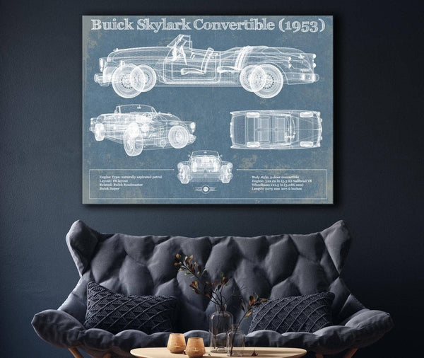 Cutler West Buick Skylark Convertible (1953) Vintage Blueprint Auto Print