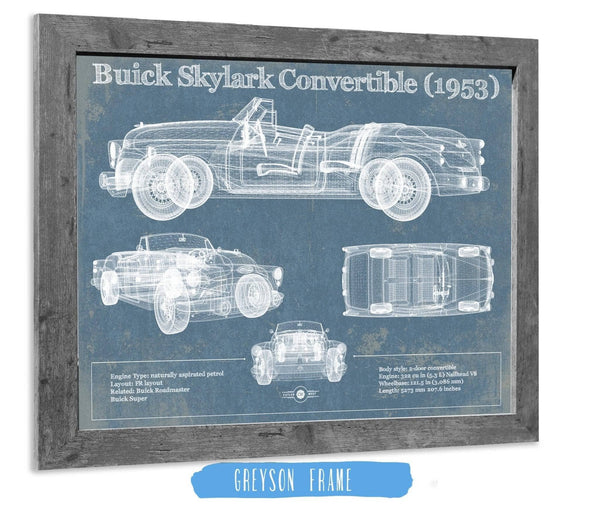 14" x 11" / Greyson Frame Cutler West Buick Skylark Convertible (1953) Vintage Blueprint Auto Print