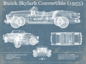 14" x 11" / Unframed Cutler West Buick Skylark Convertible (1953) Vintage Blueprint Auto Print