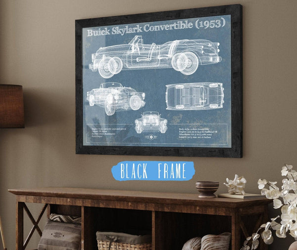 20" x 16" / Black Frame Cutler West Buick Skylark Convertible (1953) Vintage Blueprint Auto Print