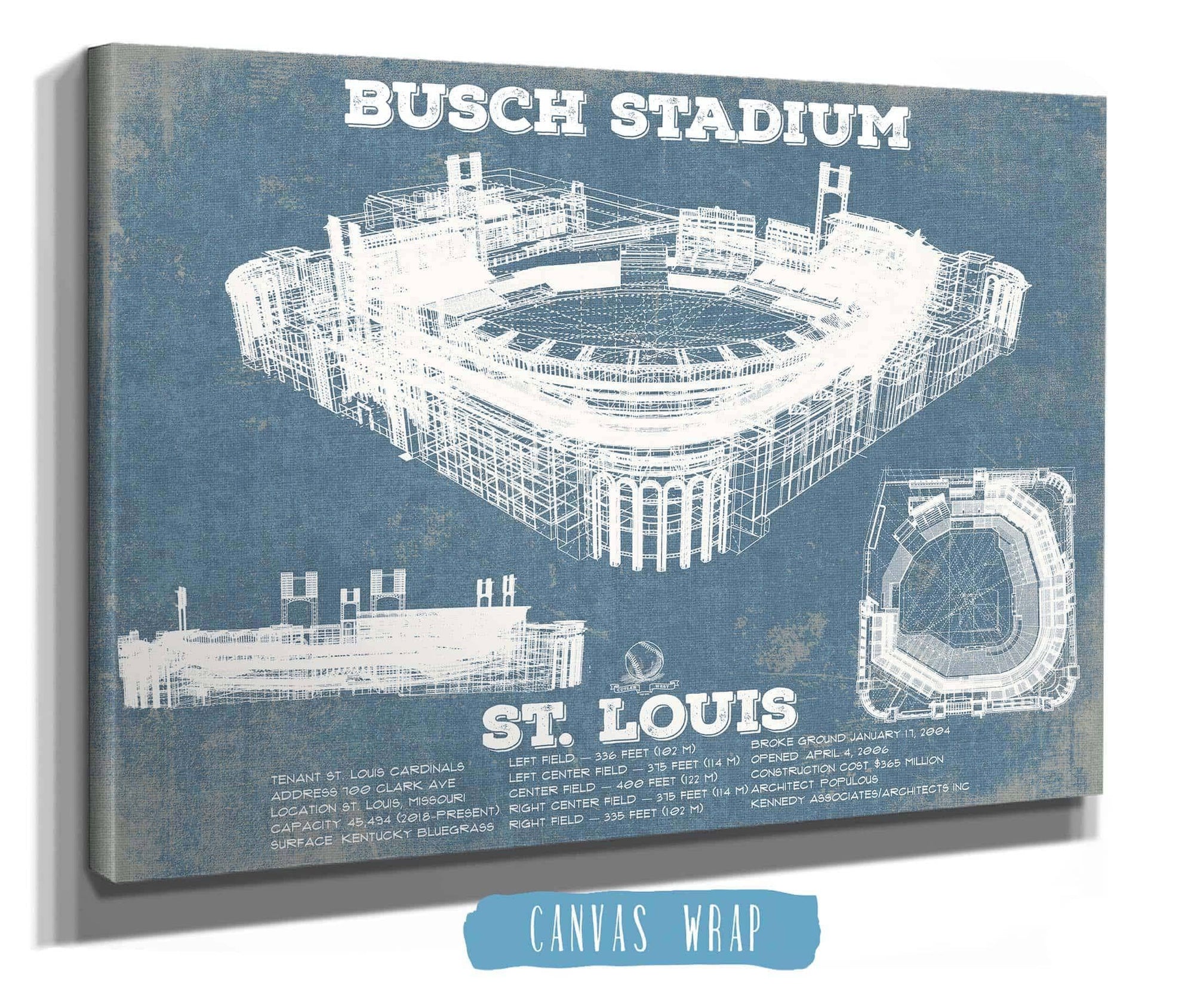 Cutler West Baseball Collection St. Louis Cardinals - Busch Stadium Vintage Baseball Print
