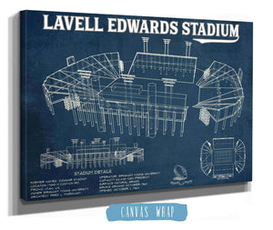 Cutler West BYU Cougars Stadium Art - Lavell Edwards Vintage Stadium & Blueprint Art Print