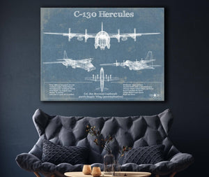 Cutler West C-130 Hercules Aviation Blueprint Military Print - Custom Name and Squadron Text
