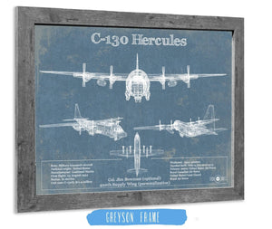 14" x 11" / Greyson Frame Cutler West C-130 Hercules Aviation Blueprint Military Print - Custom Name and Squadron Text