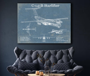 Cutler West C-141B Starlifter Vintage Aviation Blueprint Military Print
