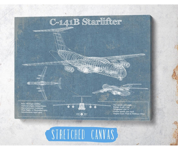 Cutler West C-141B Starlifter Vintage Aviation Blueprint Military Print