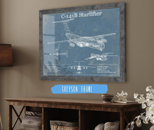 Cutler West C-141B Starlifter Vintage Aviation Blueprint Military Print
