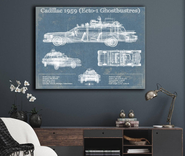 Cutler West Cadillac 1959 ECTO-1 Ghostbusters  Blueprint Vintage Auto Print
