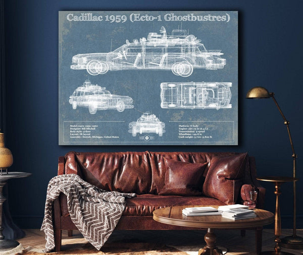 Cutler West Cadillac 1959 ECTO-1 Ghostbusters  Blueprint Vintage Auto Print