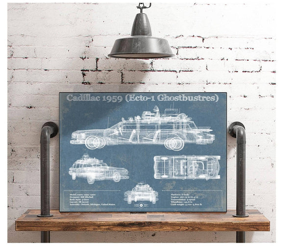 Cutler West Cadillac 1959 ECTO-1 Ghostbusters  Blueprint Vintage Auto Print