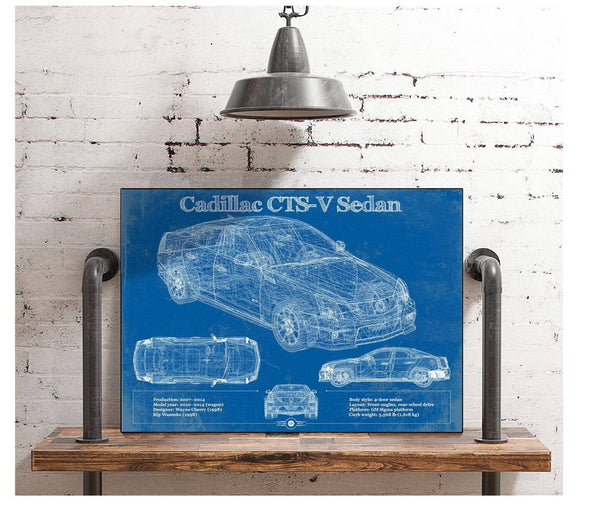 Cutler West Cadillac CTS-V Sedan Blueprint Vintage Auto Print