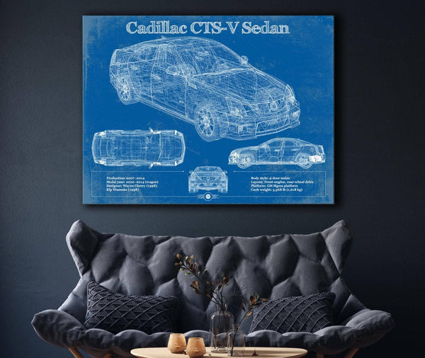 Cutler West Cadillac CTS-V Sedan Blueprint Vintage Auto Print