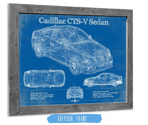 14" x 11" / Greyson Frame Cutler West Cadillac CTS-V Sedan Blueprint Vintage Auto Print