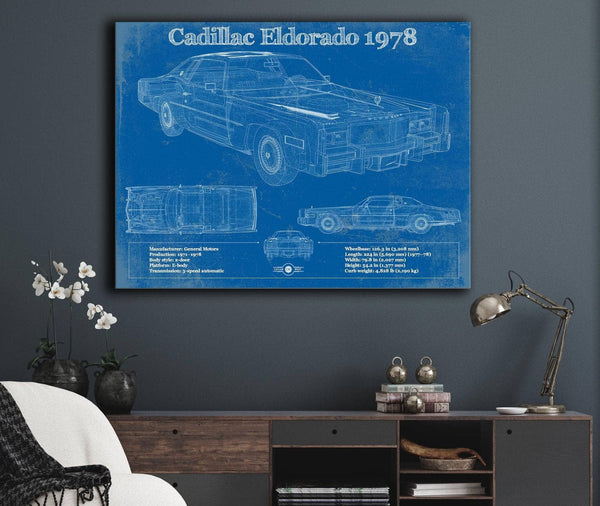 Cutler West Cadillac Eldorado 1978 Vintage Blueprint Auto Print