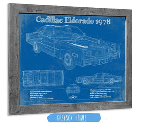 14" x 11" / Greyson Frame Cutler West Cadillac Eldorado 1978 Vintage Blueprint Auto Print