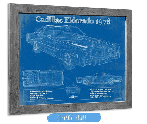 14" x 11" / Greyson Frame Cutler West Cadillac Eldorado 1978 Vintage Blueprint Auto Print