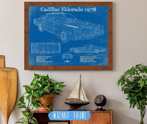 20" x 16" / Walnut Frame Cutler West Cadillac Eldorado 1978 Vintage Blueprint Auto Print