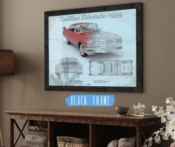 20" x 16" / Black Frame Cutler West Cadillac Eldorado Hardtop 1959 Cadillac Vintage Car Print