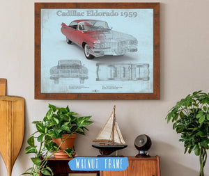 20" x 16" / Walnut Frame Cutler West Cadillac Eldorado Hardtop 1959 Cadillac Vintage Car Print