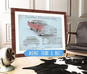 20" x 16" / Walnut Frame & Mat Cutler West Cadillac Eldorado Hardtop 1959 Cadillac Vintage Car Print