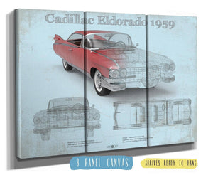 36" x 24" / 3 Panel Canvas Wrap Cutler West Cadillac Eldorado Hardtop 1959 Cadillac Vintage Car Print