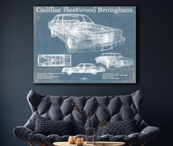 Cutler West Cadillac Fleetwood Brougham Blueprint Vintage Auto Print