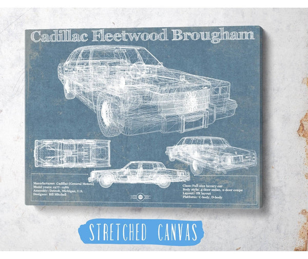 Cutler West Cadillac Fleetwood Brougham Blueprint Vintage Auto Print
