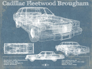 14" x 11" / Unframed Cutler West Cadillac Fleetwood Brougham Blueprint Vintage Auto Print