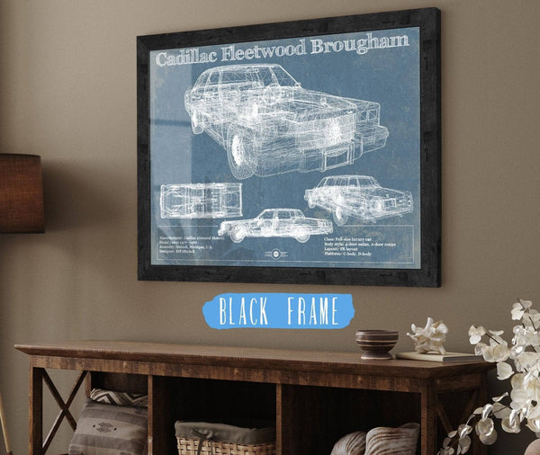 20" x 16" / Black Frame Cutler West Cadillac Fleetwood Brougham Blueprint Vintage Auto Print