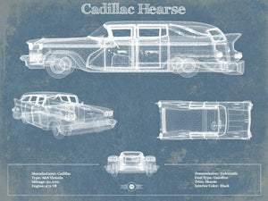 14" x 11" / Unframed Cutler West Cadillac Hearse Vintage Blueprint Auto Print